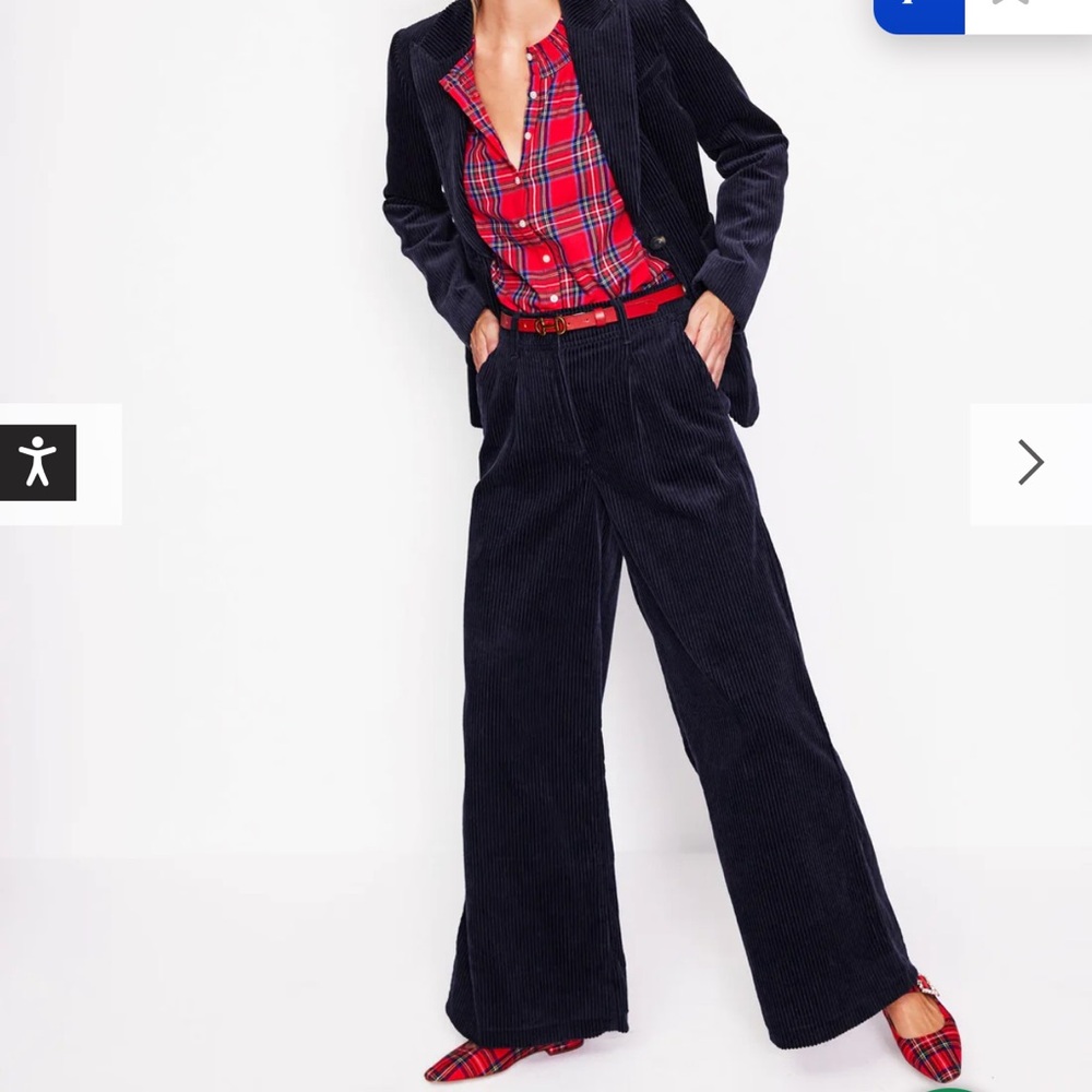 Boden Navy Corduroy Wide-leg Pants